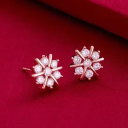 Kushal's Fashion Jewellery Rose Gold-Plated Contemporary Zircon Studded Studs-picture-39
