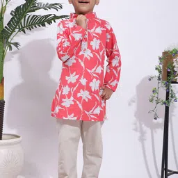 Cutiekins Boys Floral Printed Kurta with Pyjamas image 4
