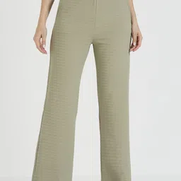 CEFALU Women Textured Relaxed High-Rise Easy Wash Trousers image 1