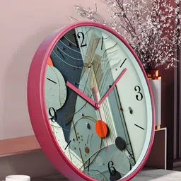 RANDOM Grey & Pink Printed Analogue Contemporary Wall Clock-image-84