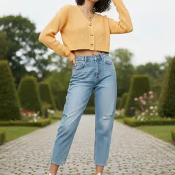 glitchez Self Striped Crop Oversized Cardigan image 3