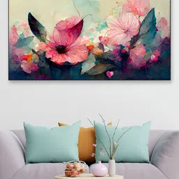 DEKORSTATION Pink & Green Floral and Botanical Printed Canvas Wall Art-image-87