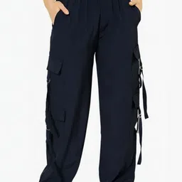 FELLAMO Women Smart Loose Fit High-Rise Easy Wash Cargos Trousers-picture-57