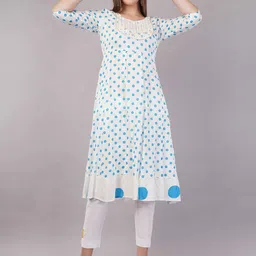 JIDI FASHION Women Geometric Printed Round Neck Anarkali Kurta-image-22