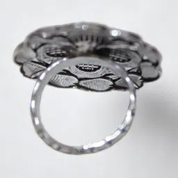 Jolly Faces Silver-Plated Floral Oxidised Finger Ring image 3
