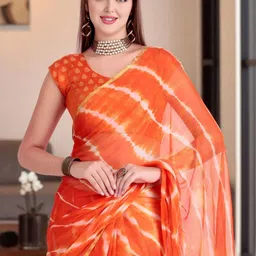 TRAQUILA Leheriya Printed Pure Chiffon Saree image 3