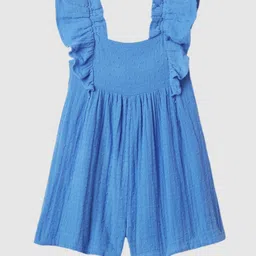 GAP Girls Pure Cotton Swiss-Dot Flutter-Sleeves Romper With Shirred Back Detail image 3