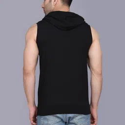 TEEFOX Typography Printed Hooded Sleeveless Regular Fit T-Shirt image 3