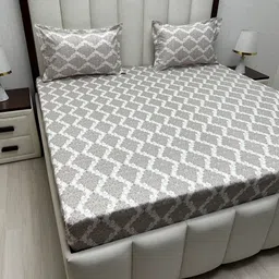 Pure Decor Royal Passion Brown & White Pure Cotton 400TC Queen Bedsheet Set 2.28m x 2.54 m-picture-31