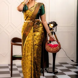 WOVENSTOCK Women Floral Zari Pure Silk Kanjeevaram Saree-picture-16