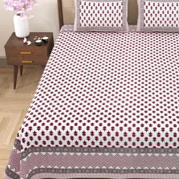 Myntra Elegant Homes Pink & Black Floral Cotton 180TC Double King Bedsheet Set-2.75mx2.25m-picture-16