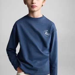 Mango Kids Boys Typography Print Pure Cotton T-shirt image 3