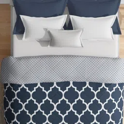 wakefit Blue & White Geometric Printed 220 GSM AC Room Cotton Double Bed Blanket-image-54