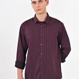 Indian Terrain Men Classic Slim Fit Vertical Striped Spread Collar Cotton Casual Shirt-picture-21