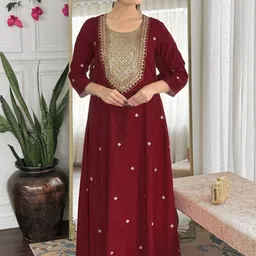 Anni Designer Women Ethnic Motifs Embroidered A-Line Kurta with Palazzos & Dupatta image 4