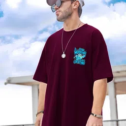 Kasendra Men Graphic Printed Round Neck Oversized T-shirt image 1