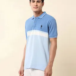 U.S. Polo Assn. Summer Splash Colourblocked Polo Collar Pure Cotton Slim Fit T-shirt image 4