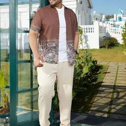 Instafab Plus Men Comfort Opaque Printed Casual Shirt image 4