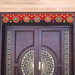 CraftVatika Red & Green Embellished Door Bandhanwar-picture-15
