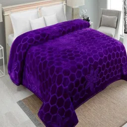 CHICERY Purple Geometric Mink Heavy Winter Double Bed Blanket-picture-22
