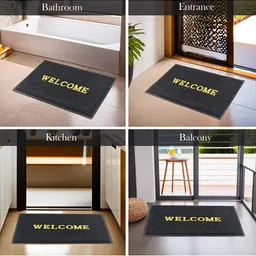 Kuber Industries Set Of 3 Brown & Green, Black Anti-Skid Doormats image 3