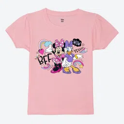 Wear Your Mind Girls Minnie Mouse Graphic Printed Round Neck Cotton T-shirt-picture-18
