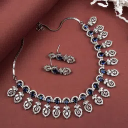 StileAdda Sliver Plated Cubic Zirconia Studded Jewellery Set-picture-20