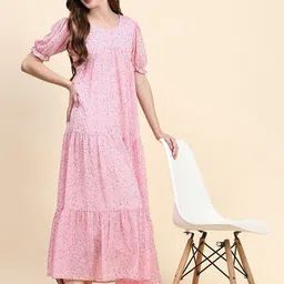 KERI PERRY Print Ruffled Georgette Fit & Flare Maxi Dress image 2