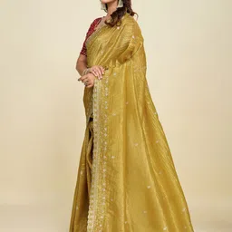 Kandora Floral Embroidered Pure Chiffon Heavy Work Saree image 2