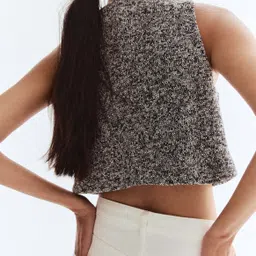 H&M Women Self Design Textured Jersey Round Neck Sleeveless Waistcoat image 5