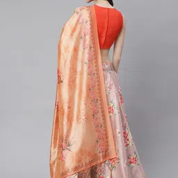 Kaizen TEXO FAB Floral Printed Semi-Stitched SatinLehenga & Unstitched Blouse With Dupatta image 5