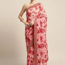KIMISHA Tie and Dye Sequinned Poly Georgette Saree-image-3