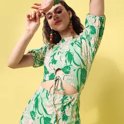 MILOST Floral Print Puff Sleeve Fit & Flare Maxi Dress-picture-1