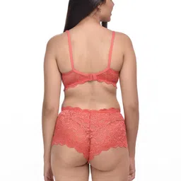 samvar Women Red,Yellow,Maroon Net Bra Panty Set for Lingerie Set Undergarments Pack of 3 image 2