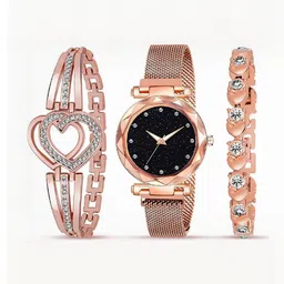 WATCHSTAR Women Dial & Stainless Steel Straps Analogue Watch New Magnet 3 Combo-picture-39