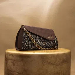 ZOUK Floral Printed Structured Sling Bag with Fringed-picture-30