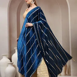 Moda Rapido Ethnic Motifs Embroidered Velvet Dupatta with Gotta Patti image 3