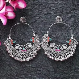 SZN Artificial Beaded Crescent Shaped Oxidised Drop Earrings-picture-56