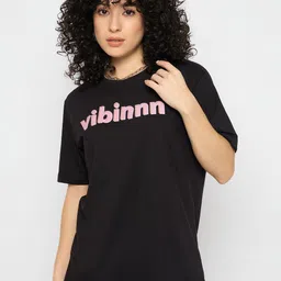 Mast & Harbour Women Typography Printed Round Neck Pure Cotton T-shirt-picture-24