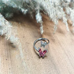 NIPSTec Stone-Studded Butterfly Shaped Adjustable Finger Ring image 3