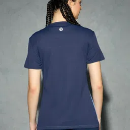 technosport Women Colorblock Crew Neck Polyester Navy Blue T-Shirt image 2