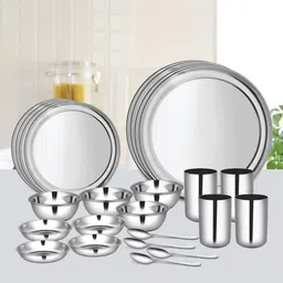 shri & sam Pack of 24 Stainless Steel 24 PCS (4 People) Dinner Set image 5
