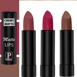 PERPAA Set Of 3 Cremy Matte Long Lasting Bullet Lipstick - Shades 110-111-84-picture-38