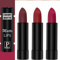PERPAA Cremy Matte Set Of 3 Long Lasting Lipstick - 3.5g Each-Tan Red-Magenta-Crimson Red-picture-18
