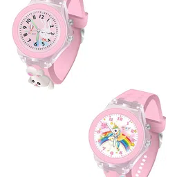 Spiky Unisex Kids Printed Dial & Embellished Straps Analogue Watch Combo_RabUnicorn image 1