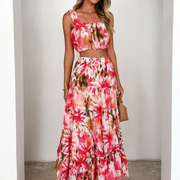 JC Mode Printed Square Neck Top & Skirt Co-Ords-picture-19