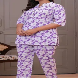 MAINA CREATION Printed Pure Cotton Mandarin Collar Tunic & Trousers Co-Ords image 2