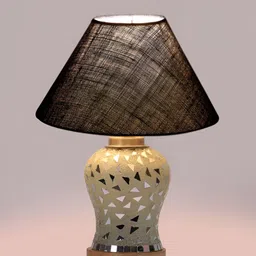 Aura Blue Frustum Shaped Wooden Table Lamp image 2
