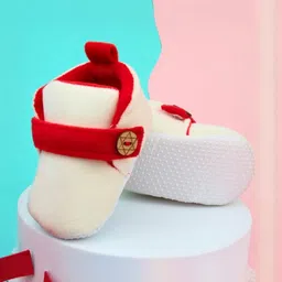 NESKA MODA Kids Side Button Velcro Cotton Booties image 2