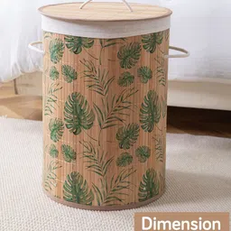 HOKIPO Eco-Friendly Foldable Bamboo Laundry Basket Hamper With Lid Large 61 Litre image 2